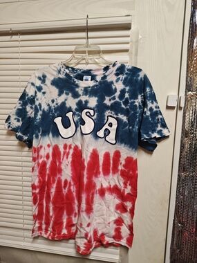 Colortone USA Tie-Dye Tee in Blue and White